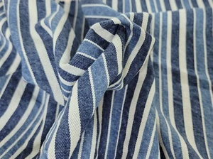 100% Baumwolle Jeansstoff Meterware Garn färben blau weiß Streifen 390GSM 11/24 - Bild 1 von 8