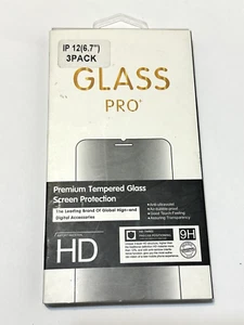 3 pk Tempered Glass Screen Protector for iPhone 12 / 12 Pro 6.1" Clear - Picture 1 of 2