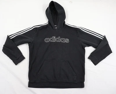 Adidas Hoodie Women's Medium (M) Black White Three Stripe Sportswear Sweatshirt - Image 1 of 4
