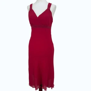 Y2K Babydoll Midikleid Damen Small Rot High Low Urlaub Party Fee 90er gefüttert - Bild 1 von 11