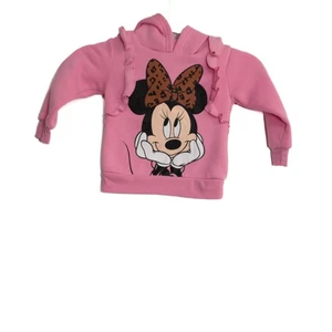Sudadera con capucha rosa Minnie Mouse talla 2T para niños con lazo y volantes de leopardo - Imagen 1 de 8