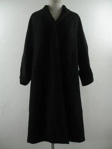 Women's XL Vtg 1920's Long Black Wool Mink Fur Yarn Opera Coat Long Winter Dress - Picture 1 of 16