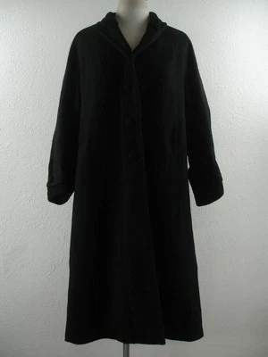 Women's XL Vtg 1920's Long Black Wool Mink Fur Yarn Opera Coat Long Winter Dress - Image 1 of 4