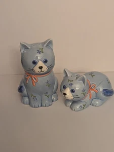 Salero y pimentero de cerámica azul Otagiri Japón gatos de colección - Imagen 1 de 10