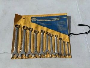 Juego de llaves combinadas vintage ESCO OXWALL SAE 11 piezas con bolsa enrollable amarilla EE. UU. - Imagen 1 de 5