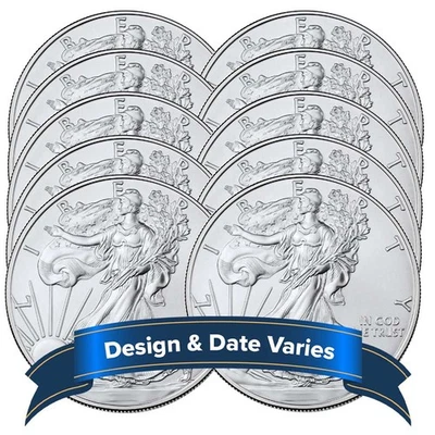 Lote de 10 - $1 American Silver Eagle 1 oz año aleatorio BU Foto 1 de 3