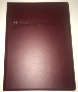 QTY 20 A4 MENU FOLDERS IN PVC WELDED BURGUNDY + YOUR RESTAURANT NAME PRINTED - Picture 1 of 6