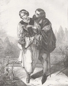 ROMANCE. Scene from 'Faust' 1854 old antique vintage print picture - Picture 1 of 1
