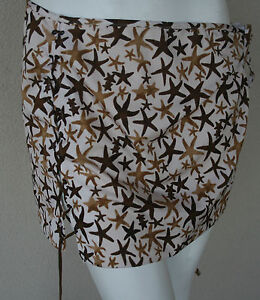 Bluemarine Beachwear brown starfish beige bathing Skirt sz 42 or M NEW wrap