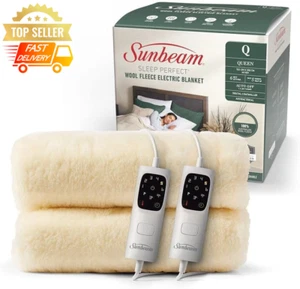 Sleep Perfect Wool Fleece Electric Blanket Queen Dual Control Auto-Off - Picture 1 of 12