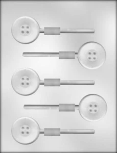 NEW 5 Cavity BUTTON Buttons Chocolate Candy Fondant Plaster Clay Lollypop Mold - Picture 1 of 5
