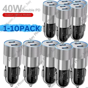 Dual USB PD Type-C Car Charger 40W Fast Adapter For iPhone 14 13 12 15 XR XS Lot - Picture 1 of 17