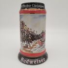 1992 Anheuser Busch BUDWEISER Bud Holiday Christmas Beer Mug Stein Clydesdales for sale