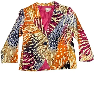 Chaqueta Blazer Transitions Mujer Talla 4 Estampado Animal Manga 3/4 Poliéster - Imagen 1 de 8