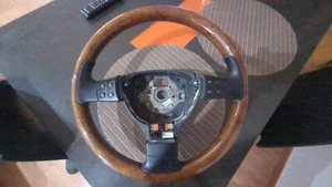 VW GOLF MK5 PASSAT CC B6 TIGUAN CADDY 2K EOS WOOD STEERING WHEEL VOLANTE MADERA - Imagen 1 de 9