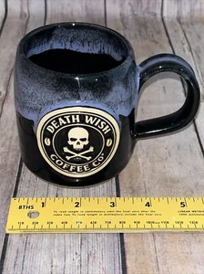 Death Wish Coffee Co. Grey Fox Pottery Mug Cup Black Lavendar DWC 2022 USA - Picture 1 of 14