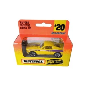 Vintage Matchbox Superfast ‘68 Ford Mustang Cobra Jet Yellow #20 Collectable - Picture 1 of 5