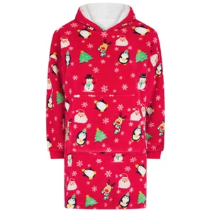 Super Soft Cozy Red Christmas Themed Adults Size Lounge Fleece Lined Hoodzie - Picture 1 of 1