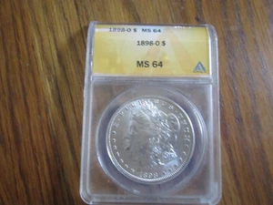 Dólar de plata Morgan 1898-O $1 ANACS MS 64 - Imagen 1 de 8