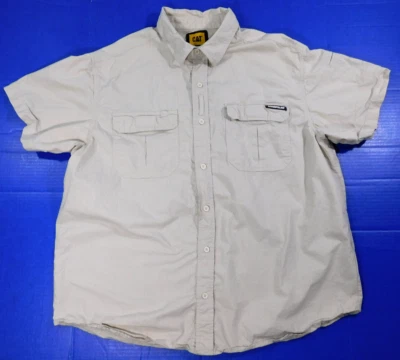 Caterpillar Cotton Vented Shirt Men's 2XL Short Sleeve Khaki Button Down CAT - Image 1 of 4