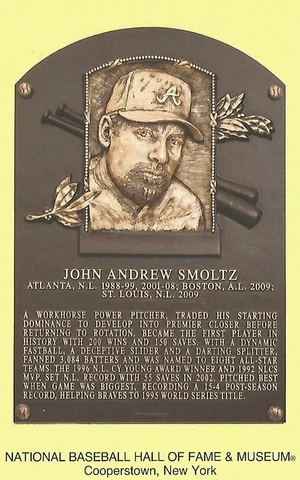 Postcard John Andrew Smoltz Atlanta Braves Baseball Hall of Fame Cooperstown MNT Cover
