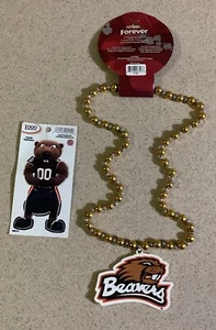 COLLAR DE CUENTAS DE MARDI GRAS DE CASTORES DEL ESTADO DE OREGON DE LA NCAA CON LOGOTIPO DEL EQUIPO + Pegatina - Imagen 1 de 6