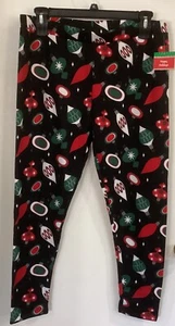 Womens Christmas High Waisted Leggings Ornament Design Size XL NEW - Picture 1 of 4