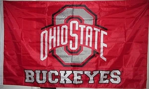 Ohio State Buckeyes Bandera Horizontal 3x5 poliéster 2 lados, montaje bucles en D NUEVO - Imagen 1 de 5
