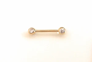 Joyería corporal perforadora de pezón/ceja/tabique/nariz de oro liso ADIRFINE con barra de oro liso de 14 K - Imagen 1 de 6