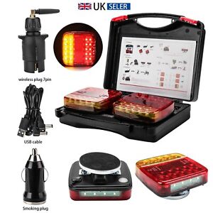 LED Magnetic Wireless Rear Tail Lights Battery Operated USB Tow Tail Trailer UK