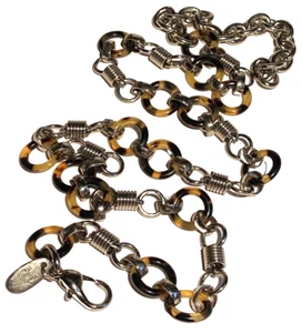 COLLAR ITALIA IMITACIÓN TORTUGA TONO PLATA INDUSTRIAL POST MODERNO ESLABÓN MODA - Imagen 1 de 20