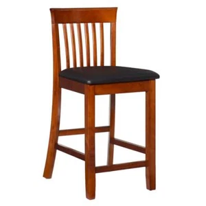 Linon Home Decor Counter Stool 24" Wood Frame Dark Cherry w/ Faux Leather Seat - Picture 1 of 9