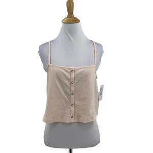 BP Snap Front Crop Camisole Plus Size 1X Pink Creole Scoop Neck Spaghetti Strap - Picture 1 of 9