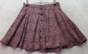 Urban Outfitters Flare Skirt Women Size XS Pink Leopard Print Lined Button Front - Picture 1 of 7