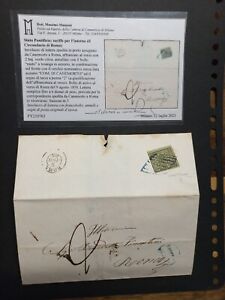 Pontifical 1852 - Letter from Canemorto - light blue cancellation (rare)