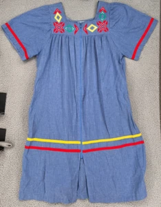 VTG Smart Time Women's Blue Zip Up Night Gown Pockets Embroidery Made in the USA - Picture 1 of 12