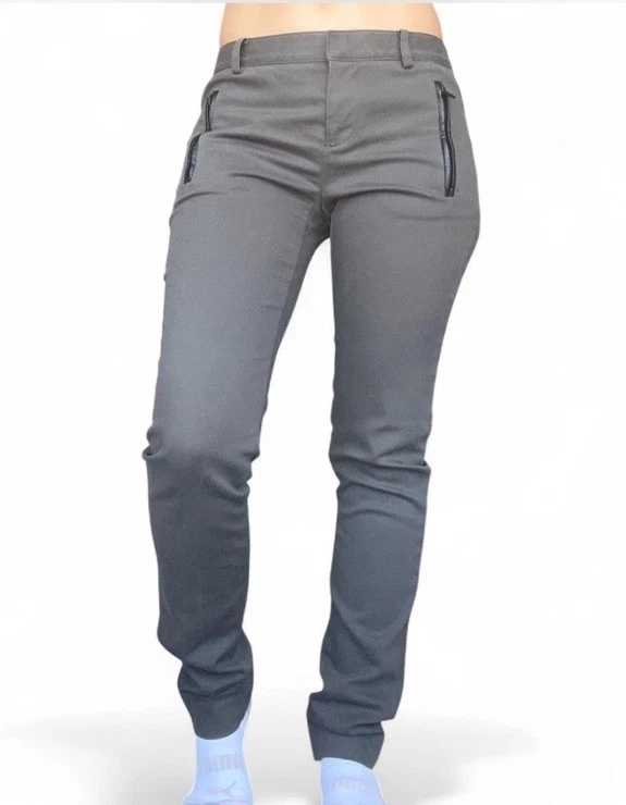 Calça Club Monaco Slim Fit Cinza com Acabamento em Couro Sintético – Tamanho 0  - Imagem 1 de 4