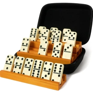 Domino Set per Adulti con 4 Rastrelliere Domino - Set Doppio 6 Domino con Domin... - Foto 1 di 8
