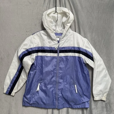 Chaqueta cortavientos CXT Classics para mujer mediana pequeña blanca púrpura con capucha de colección Foto 1 de 4