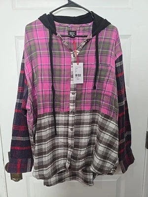 New BDG Urban Outfitters women's M Patchwork Plaid Button down Shirt Boho Grunge Foto 1 de 4