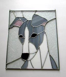 Artisan Made Stained Glass Window Sun Catcher Greyhound Dog 12" - Picture 1 of 7