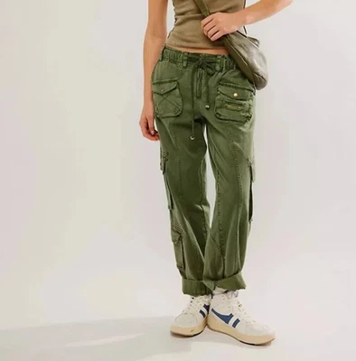 Pantalones Free People XS para mujer verde algas Tahití utilitarios cargo con cordón nuevos con etiquetas Foto 1 de 4