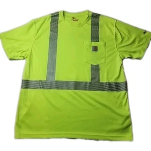 Carhartt Force High Visibility Large Relaxed Fit Class 3 Short Sleeve Shirt Neon - Picture 1 of 8