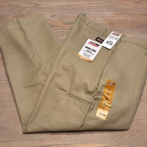 NEW Dickies Khaki Loose Fit Double Knee Work Pants Mens 40x30 Beige Flat Front - Picture 1 of 18