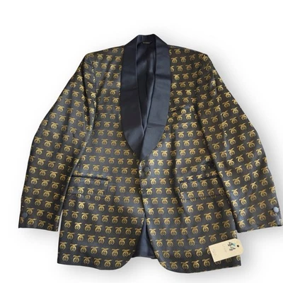 Vintage 1960s Shriners Lounge Tuxedo Blazer Smoking Dinner Jacket One Button 44L - Image 1 of 4