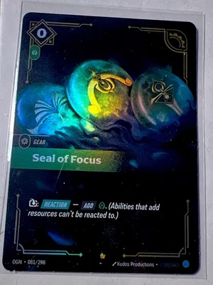 Seal of Focus Epic Foil 081/298 Riftbound League Legends Origins TCG PACK FRESH - Image 1 of 2