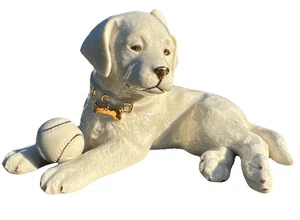 Porcelain Ivory Labrador Retriever LenoxHandcrafted Puppy Dog / Ball Figurine - Picture 1 of 4