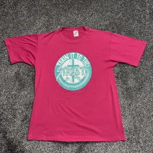 T-shirt vintage 1990 Takin It To The Streets musica gospel punto singolo rosa M - Foto 1 di 10