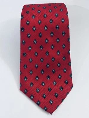 "Corbata PRESWICK & MOORE seda rojo azul y dorado patrón geométrico 59"" largo 3,5 ancho" Foto 1 de 4