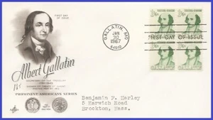 USA4 #1279 ADDR ARTCRAFT FDC BL4 Albert Gallatin - Imagen 1 de 1